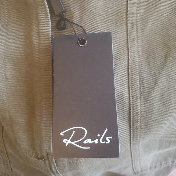 NWT Rails Cargo Pants Linen Military Utility Ankle 90s Olive Green Size XS - Picture 2 of 5